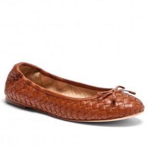 J. McLaughlin Mercer Saddle Basketweave Brown Leather Ballet Flats Shoes Size 8